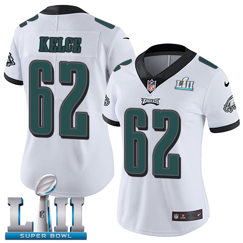 Nike Eagles #62 Jason Kelce White Super Bowl LII Women's Stitched NFL Vapor Untouchable Limited Jersey